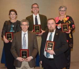 Superior Performance Award winners, front row (left to right): Rick Slade, superintendent of Catoctin Mountain Park, and Eric Leonard, superintendent of Minuteman Missile NHS, and back row (left to right): Niki Nicholas, superintendent of Big South Fork NRRA and Obed WSR; Paul DePrey, superintendent of Salem Maritime NHS and Saugus Iron Works NHS; and Kathleen Bond, superintendent of Natchez NHP.