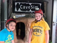 Third grade students from Middlesboro Elementary School prepare to enter CaveSim during the Celebrating a Legendary Land event at Cumberland Gap National Historical Park.